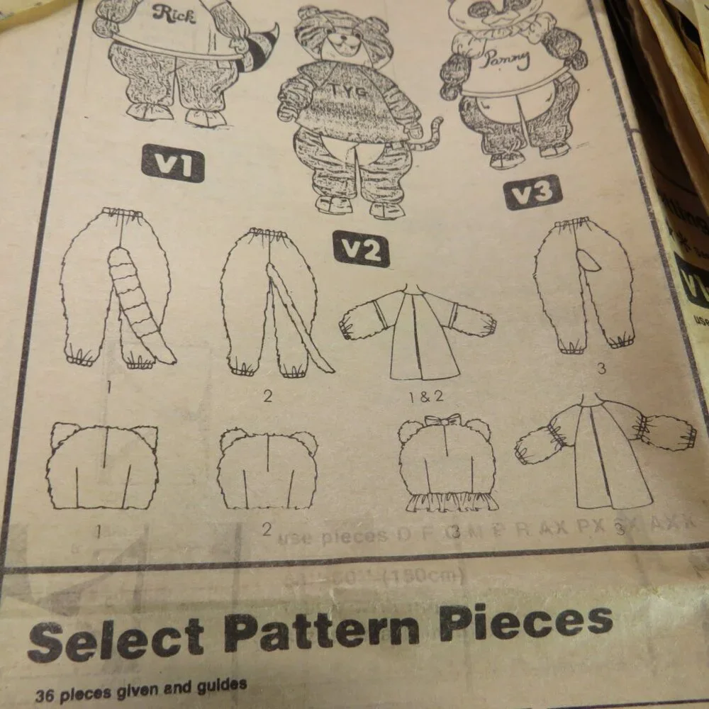 Simplicity 6193 sewing pattern Kid LG 8-10 Tiger, Raccoon, Panda SHIRT TALES